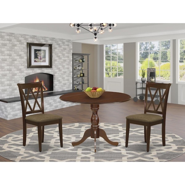 East West Furniture 3 Piece Dublin Dining Room Set - Mahogany DMCL3-MAH-C - main